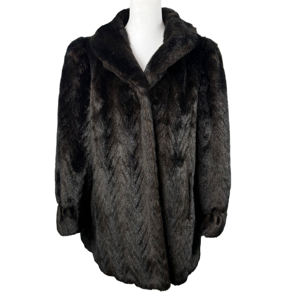 VTG Dubrowsky & Perlbinder Faux Fur Coat Mid Jacket USA Union Made Old Money